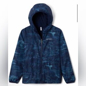 Columbia Navy and Teal Reversible Pixel Grabber Youth Jacket Size Medium